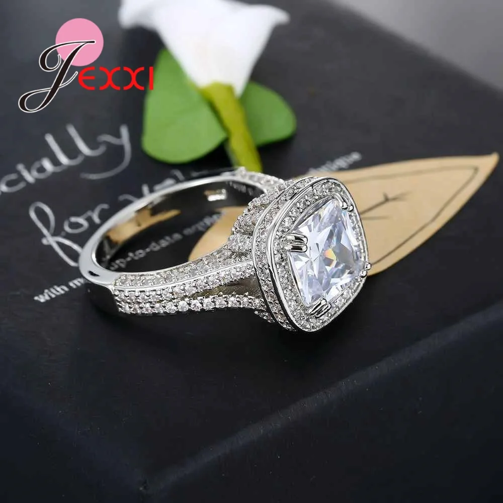 

Fashion Cubic Zirconia Stone Color 925 Sterling Silver Rings Women Engagement Girls Valentine's Gift Jewelry