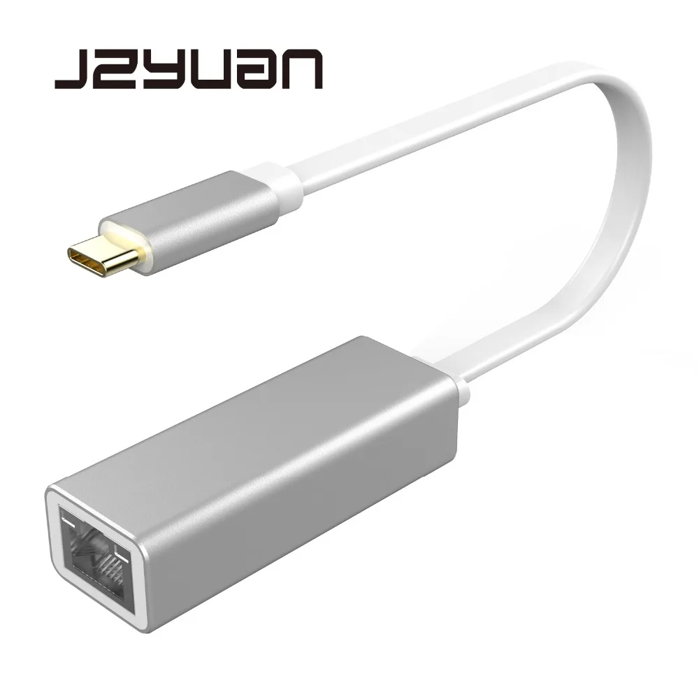 JZYuan USB C Ethernet адаптер сетевой карты USB-C для оптоволкна вай-RJ45 локальной сети для MacBook Windows 7/8/10 Тип C Ethernet 10/100/1000 Мбит/с