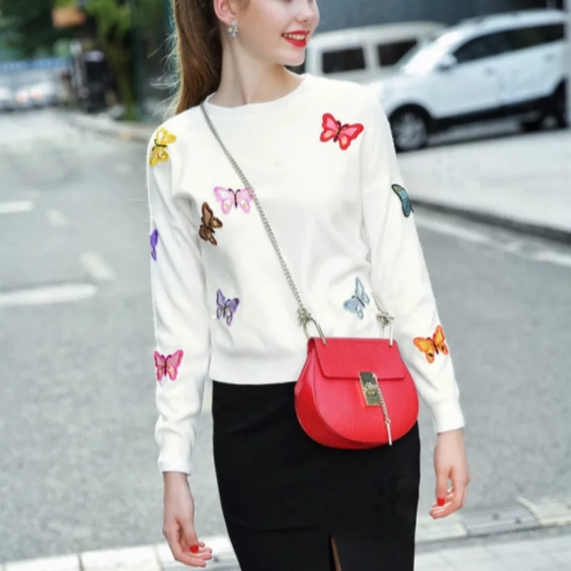 Женский вязаный свитер теплый пуловер с бабочками Осень-зима 2018 | Женская одежда