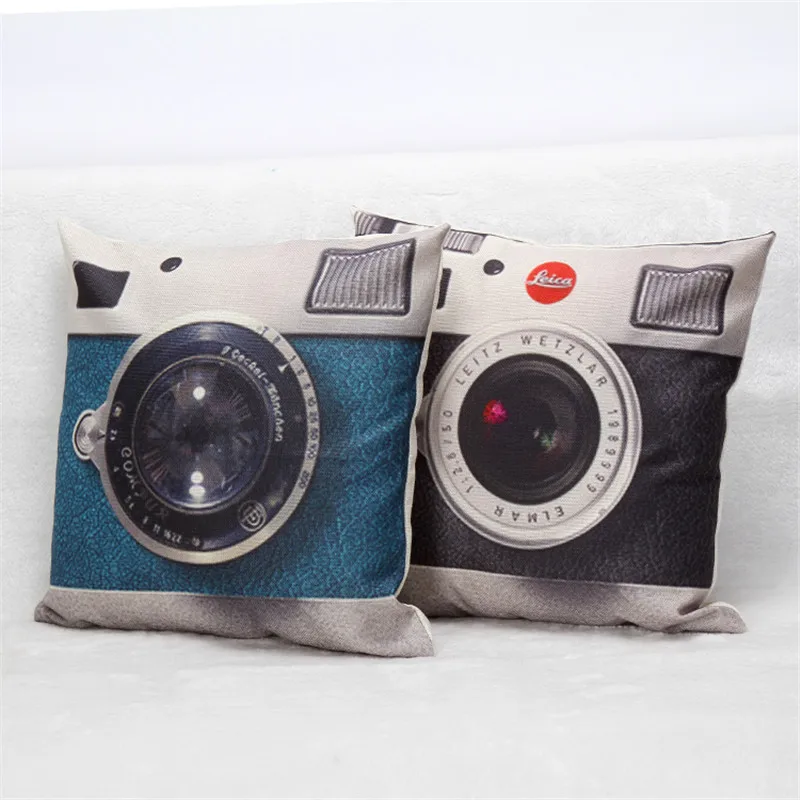 Винтажная фотокамера Чехол на подушку с принтом 45x45 см льняная наволочка для