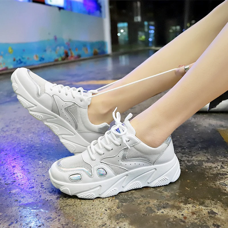 2019 женские кроссовки на массивном каблуке модная женская обувь платформе