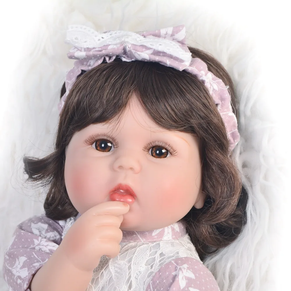 Силиконовые куклы reborn 18 &quot43 см bebes curly hair girl для детей подарок на день рождения