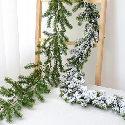 Рождественская гирлянда 2 м украшение со снегом Рождественское из ротанга