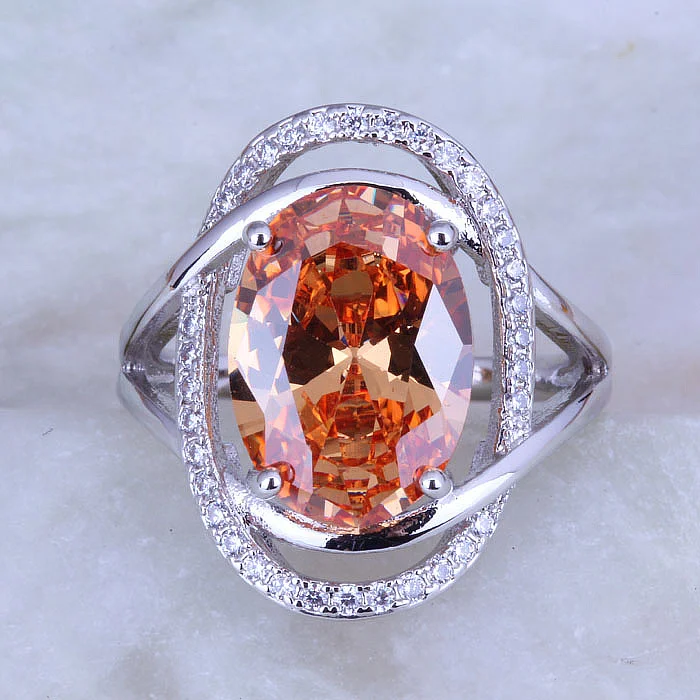 Любовный монолог Новое поступление! Изысканный Овальный Шампань морганит фианит