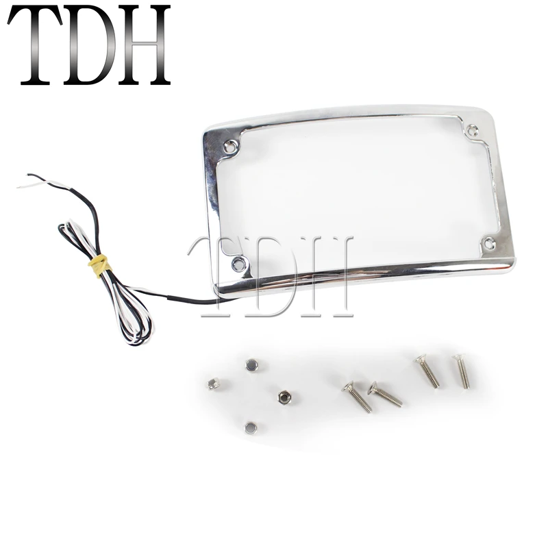 Хромированный алюминиевый СВЕТОДИОДНЫЙ изогнутый номерной знак для мотоцикла 6