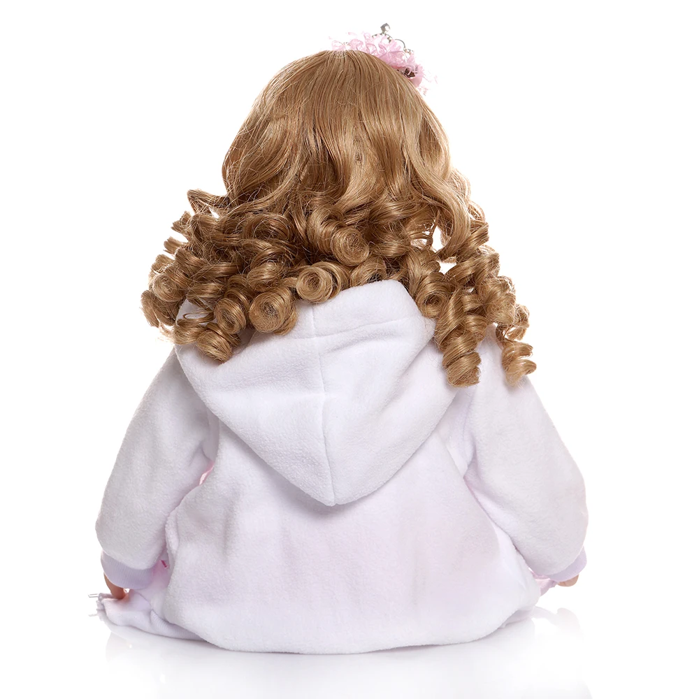 60CM Silicone reborn toddler baby girl doll vinyl blonde babies child bedtime accompanying Christmas gift present | Игрушки и хобби