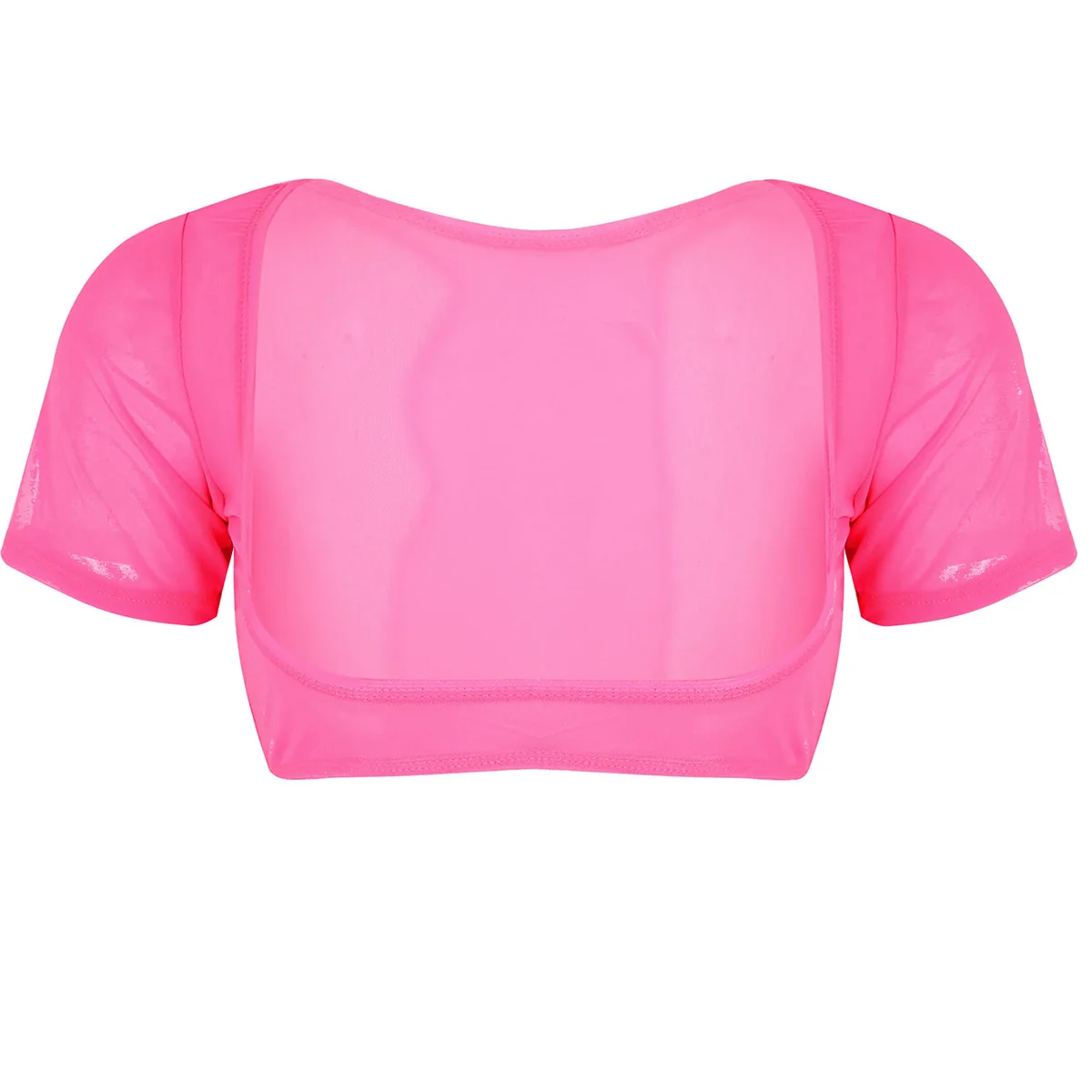 Hot Pink Tiaobug модные женские туфли с верхом из мягкой сетки, просвечивающее прозрачная укороченный Топ короткий рукав Открыть Бюст пикантные женские прозрачные Клубные вечерние топ на бретелях - Цвет: Hot Pink