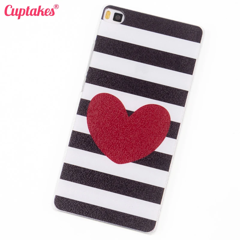 Cuptakes Transparent Hard Case for Huawei Ascend P8 Cover 5.2 luxury black Brand coque Pink Princess Phone Cases Cute Girl |