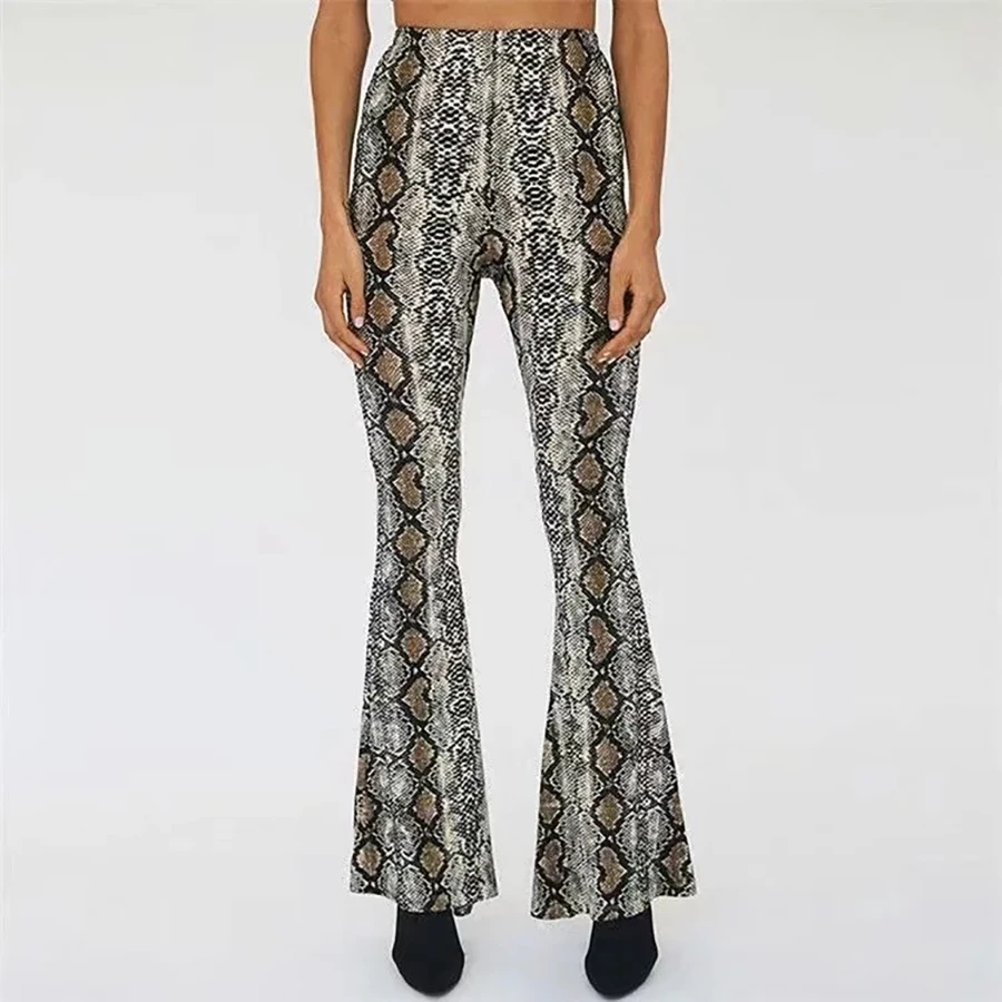 Уличная винтажная стильная женская брюки 2018 змеиные жилы леопардовые личности