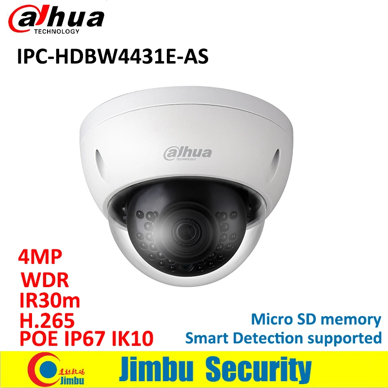 Dahua IP Камера 4 МП памяти Micro SD IPC HDBW4431E AS POE IK10 IR30m мини H.265 IP67 WDR сигнал тревоги/аудио