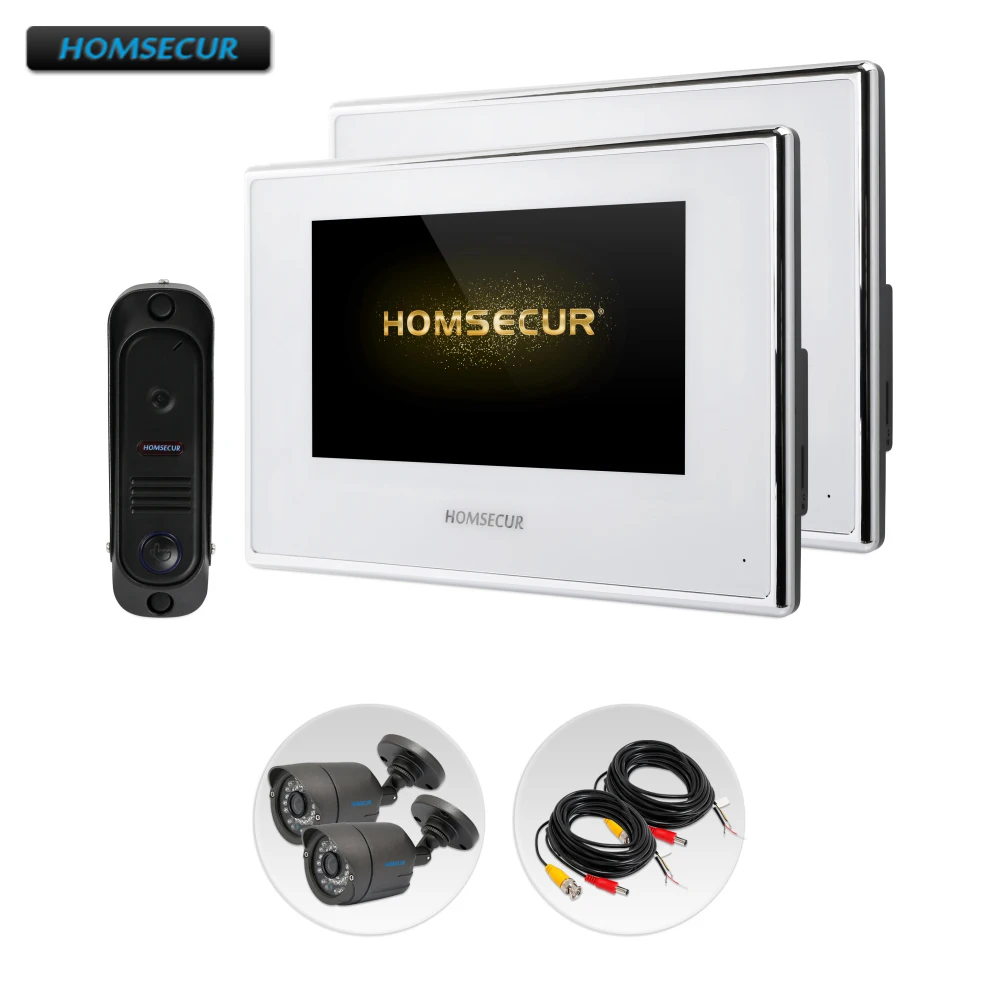 

HOMSECUR 4 Wire AHD Video Door Phone Intercom System CCTV Camera 110 Degree Supported BC041HD-B+BM718HD-W