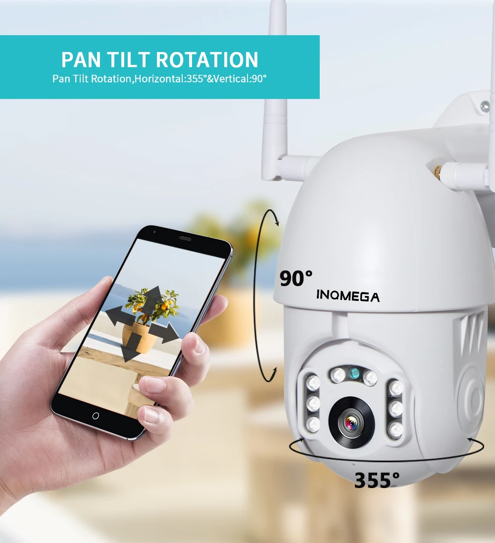 INQMEGA 1080P IP камера WiFi Беспроводная Автоматическая отслеживающая PTZ скоростная