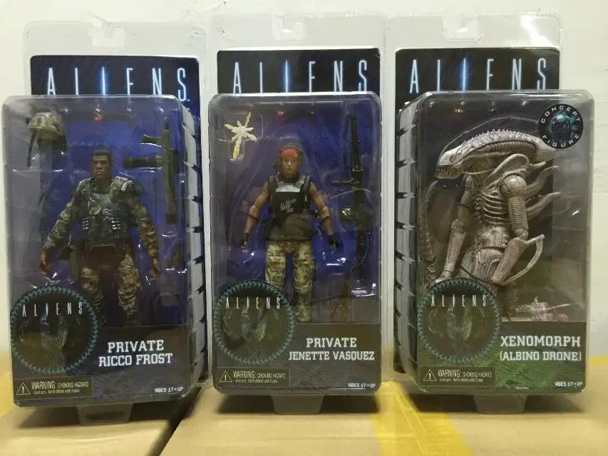 A NECA foreign Series 9 Albino Xenomorph Drone in private Ricco Frost Jenet Vasquez ПВХ фигурка Коллекционная модель игрушки 7 18 см - Цвет: A