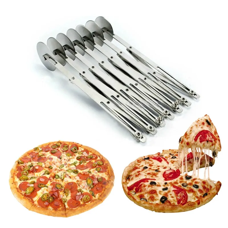 

Stainless Steel Pizza Cutter Dough Cutters Divider Pasta Rocker Pizza Pastry Roller Cake Knife Kitchen Baking Tool