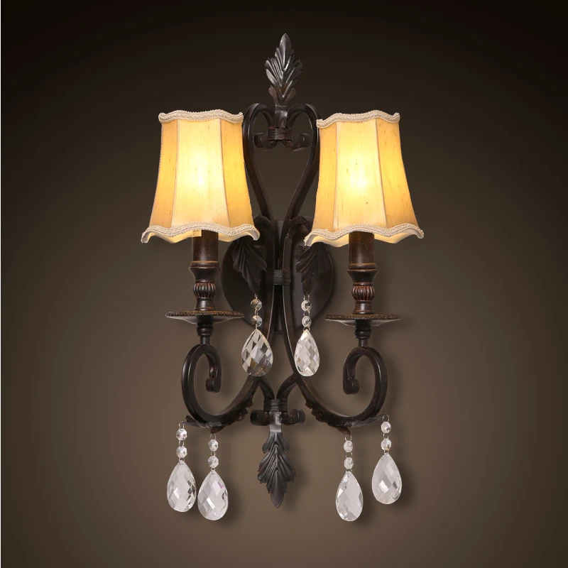 

Континентальные настенные коридоры с двойной головкой, вилла, гостиная, телевизор, Настенная спальня, прикроватная ткань, Хрустальная свеч...