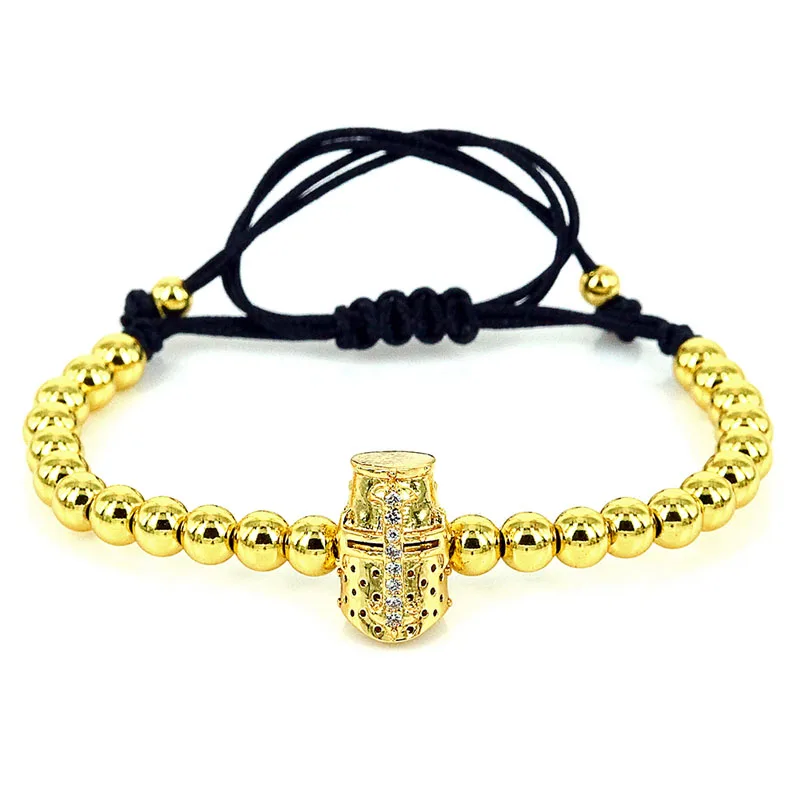 Anil Arjandas Мужские браслеты 24K Золото Микро Пейв CZ Бусины Оберег Спартанский Шлем для Женщин Пульсерас Мужер он.