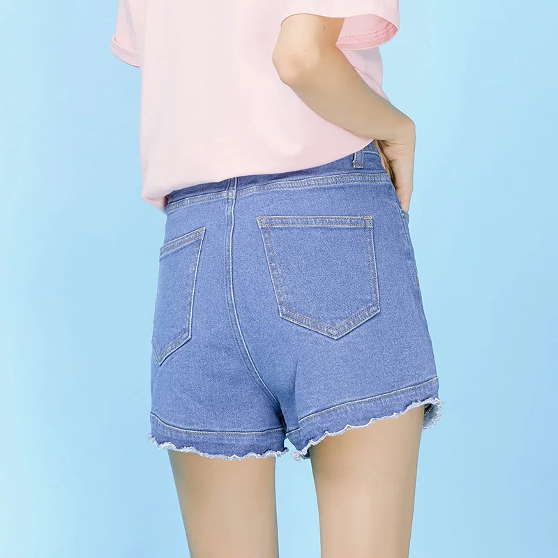 LEIJIJEANS Summer new style Loose high waist light blue denim shorts Leisure College Wind Girls Denim Shorts L 6XL 9060|Женские шорты| |
