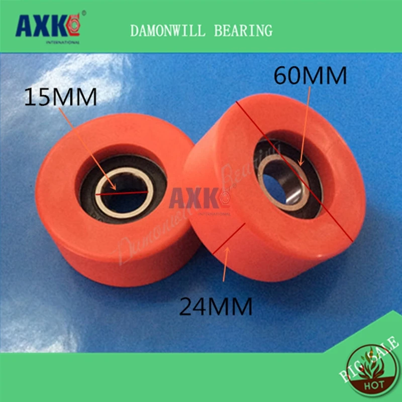 

Rubber wheel 15*60*24 PU bag polyurethane wheel 6202 4PCS rubberized bearing wheel nylon wheel bearing pulley roller