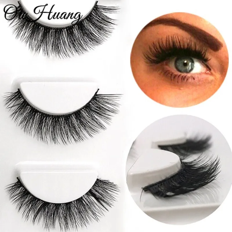 3 пары натуральный длинный накладной макияж ресниц мягкие толстые накладные