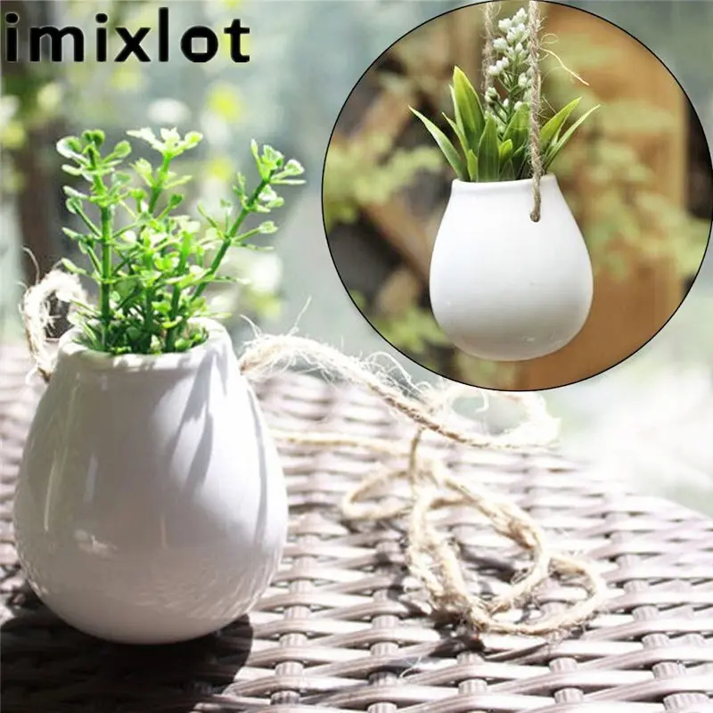Новый креативный белый керамический подвесной цветочный горшок Imixlot с веревкой в