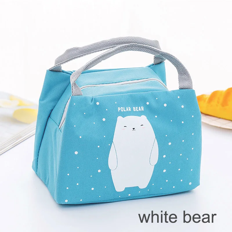 white bear Изолированные сумки-холодильники, портативные женские и детские Ланчбокс с мультяшными животными, принадлежности для пикника, сумка для обеда, 1 шт., Ланч-бокс, сумка - Цвет: white bear