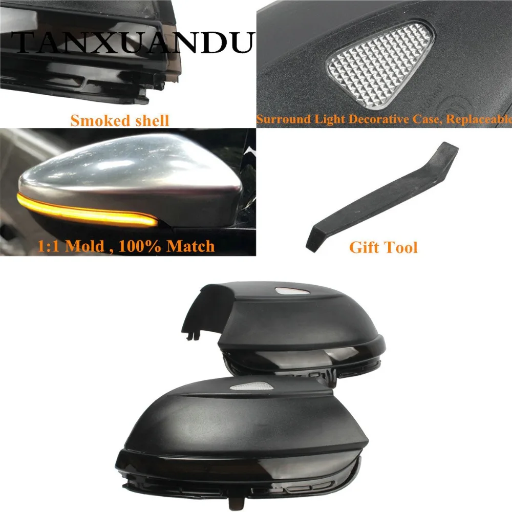 Дымчатый Динамический светодиодный светильник с зеркалом поворота для VW Jetta MK6 11