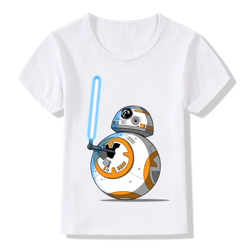 Одежда для мальчиков и девочек BB 8 на ходу из хлопка с принтом хлопковая футболка