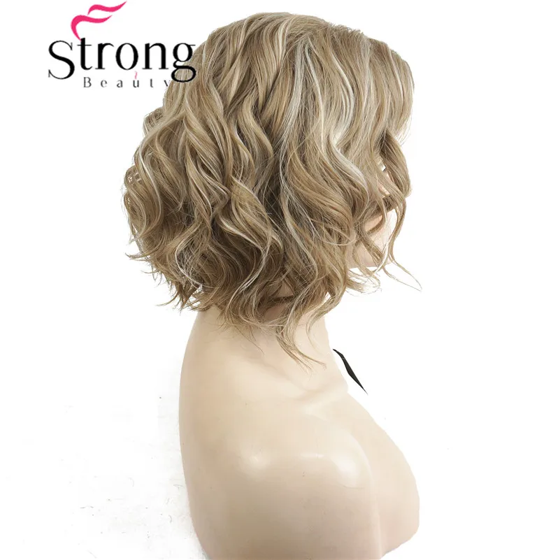 StrongBeauty Короткие Волнистые Ombre блонд Высокая жара ОК полный синтетический парик женские парики