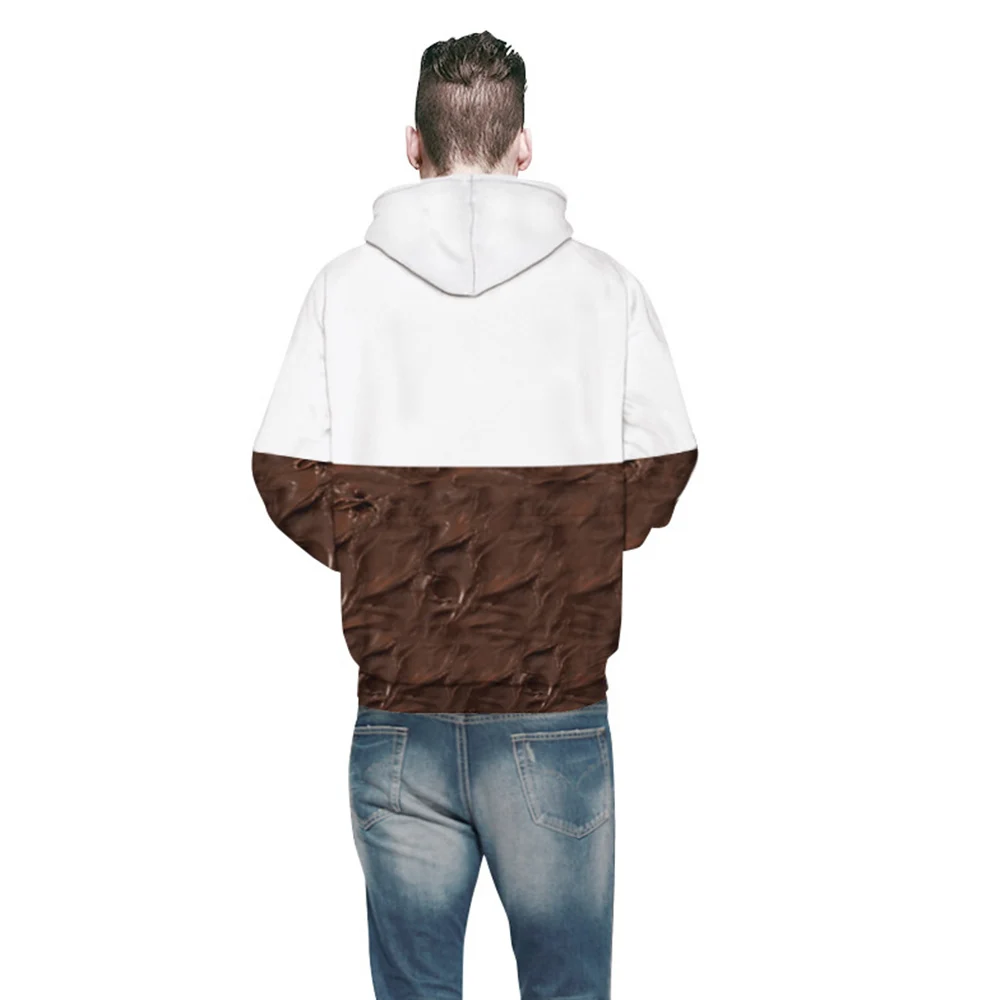 Новый стиль 3D молочный шоколад печатные графические толстовки с капюшоном