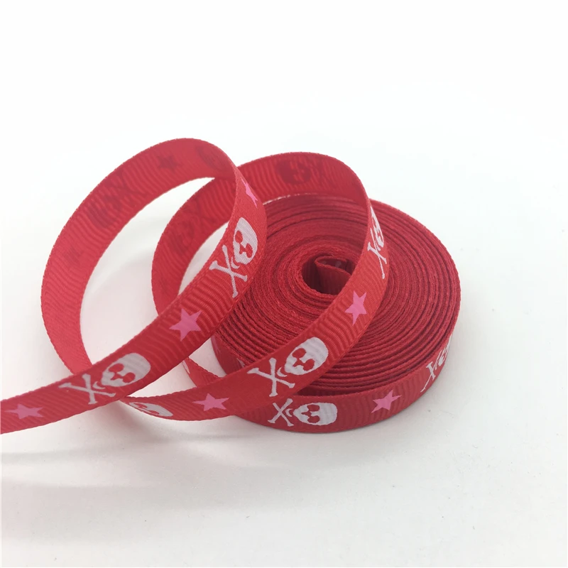 5 ярдов/партия 3/8 &quot10 мм Grosgrain лента печать череп-любовь для свадьбы