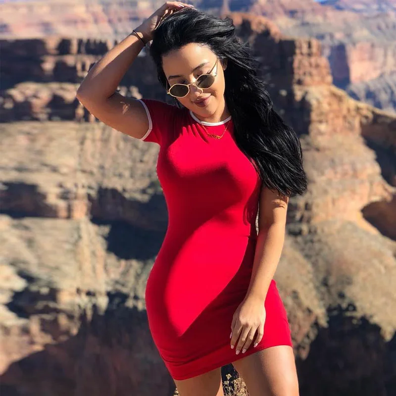 Женское облегающее платье с открытой спиной красное эластичное платье-рубашка