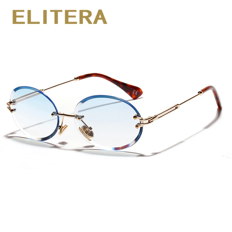 ELITERA модный дизайн небольшие круглые солнцезащитные очки для женщин леди без оправы элегантные очки солнцезащитные очки