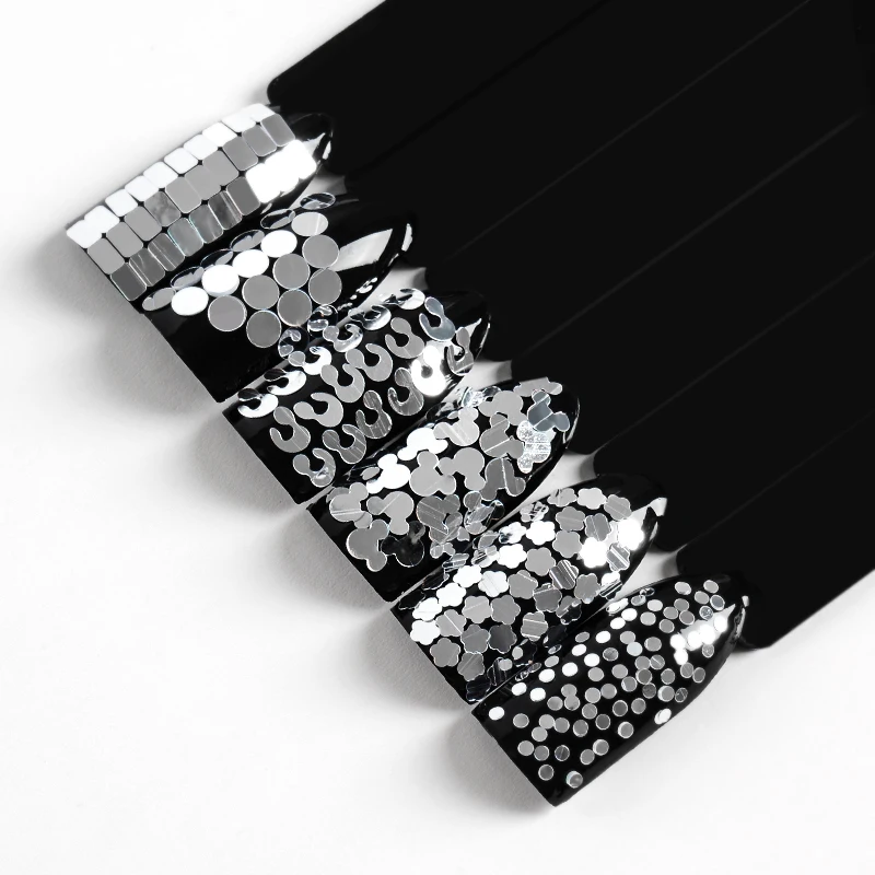 Ноготь маникюрный-разные размеры Блестящий кленовый голографический Серебряный