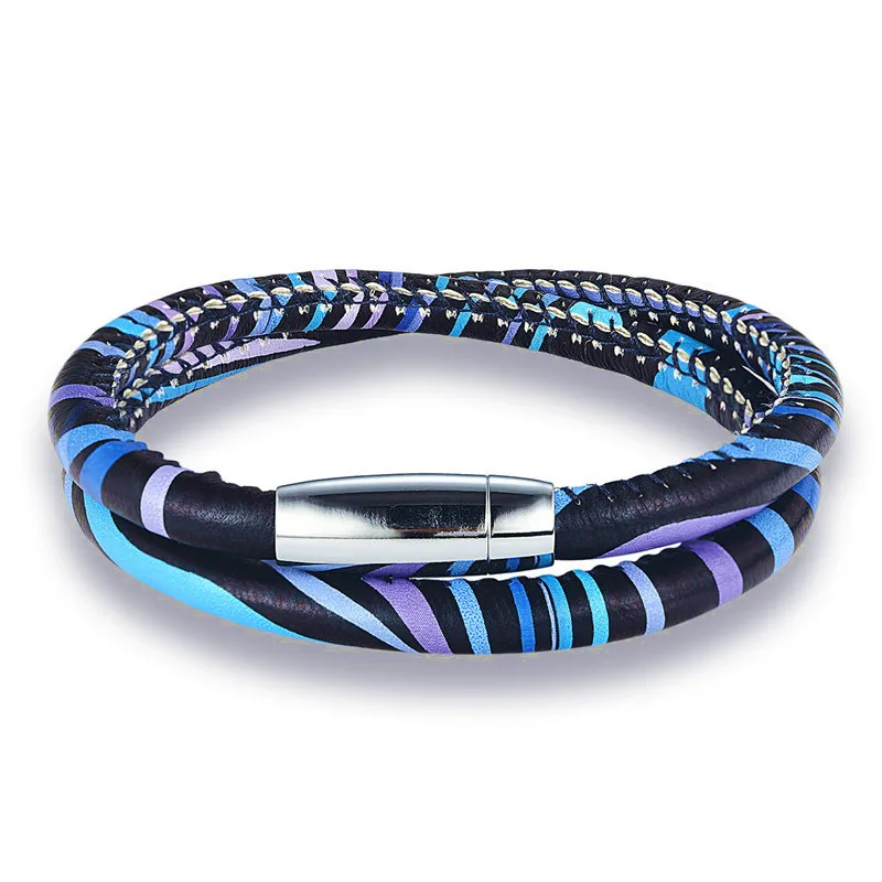 MKENDN новый модный Радужный кожаный браслет для отдыха ретро многослойный