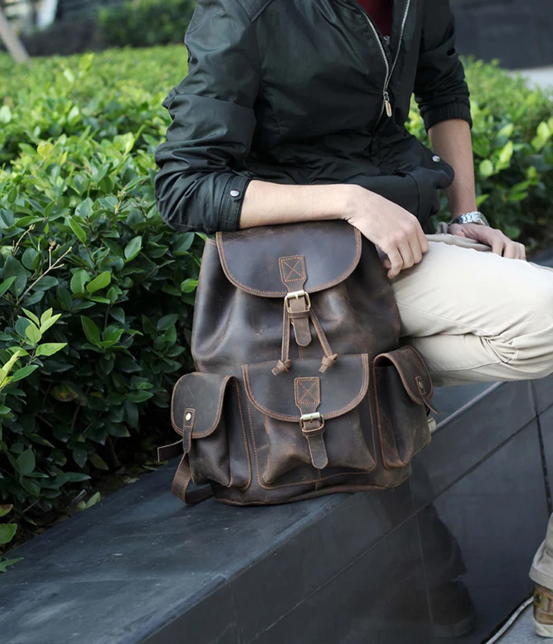 AETOO Mad Horse Leather large capacity double shoulder bag male imported head cowhide handmade leather travel Bag