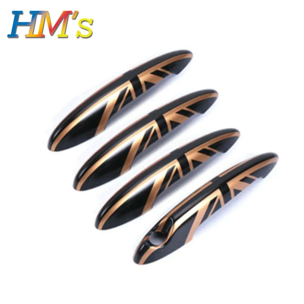 4PCS Gold Jack Наклейки для MINI Countryman Clubman, дверные ручки, наклейки для MINI Cooper R55 R56 R57 R58 R59 R60 R61, аксессуары для стайлинга автомобилей - Название цвета: 4PCS Gold Jack