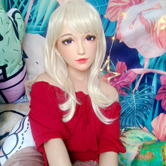 (Ching 01) Женская милая девочка каучуковая полуголовая Kigurumi BJD маска для косплея
