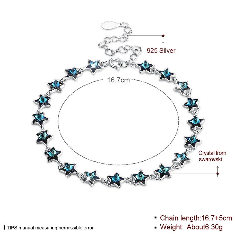 Женский браслет с бусинами LEKANI из серебра 925 пробы кристаллами SWAROVSKI роскошные