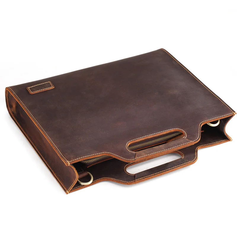 Сумка тоут мужская из натуральной кожи в стиле ретро мессенджер Крейзи Хорс