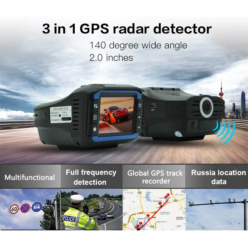 pluseye 3 in 1 Car DVR Anti Radar Detector GPS tracker full band G-sensor dash cam free shipping | Автомобили и мотоциклы