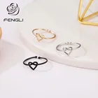 Классические кольца FENGLI с завязкой-сердечком для женщин, регулируемые ювелирные изделия, черные геометрические Милые простые мини-кольца дружбы, аксессуары
