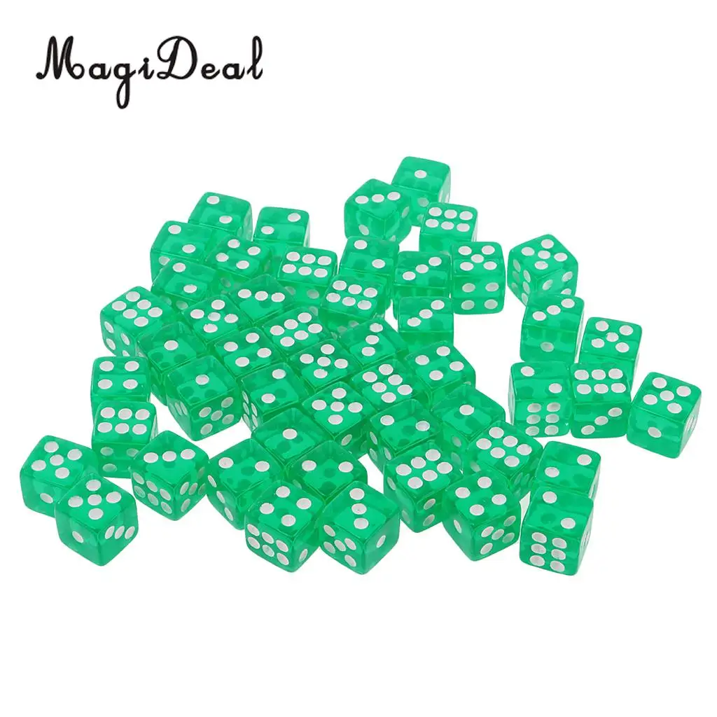 MagiDeal 50 шт в наборе прозрачные игральные кости D6 6 кубика 12 мм для настольных игр