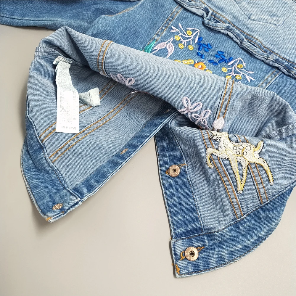 3-6T High Quality Spring Girls Jackets Denim Outerwear Embroidery Flower Girl Coats Jeans Jacket Kids Clothing Children Clothes | Детская