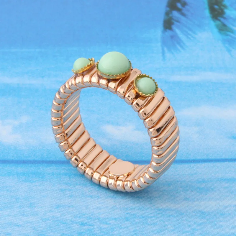 light green NeeFuWoFu Золотое кольцо Эластичная сила медь натуральный камень кольца Богемия де Мадера Pulseira Estrela de Cinco эластичный - Цвет основного камня: light green