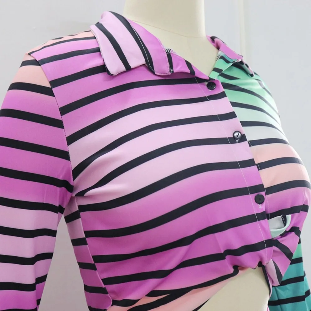 Комплект из 2 частей Для женщин Полосатый спортивный костюм с длинным рукавом