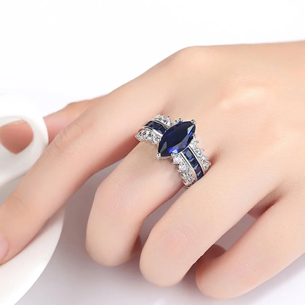 CiNily Created Blue Stone Cubic Zirconia Silver Plated Wholesale Hot Sell Fashion Jewelry for Women Gift Ring Size 6-9 NJ11106 | Украшения