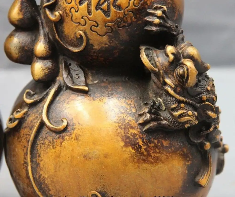 Chinese Bronze Copper Fengshui Golden toad Brave troops Vase Bottle Gourd Statue | Дом и сад