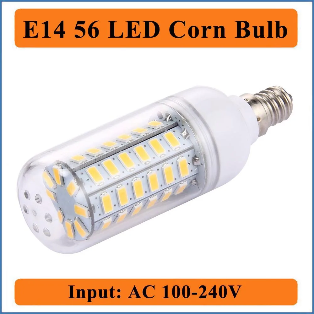 

E14 56 LEDs Corn Bulbs Light Input AC100-240V 56 Led Bulb Lamp Corn Light LED Lights Wall Lamp - 6000K Daylight White