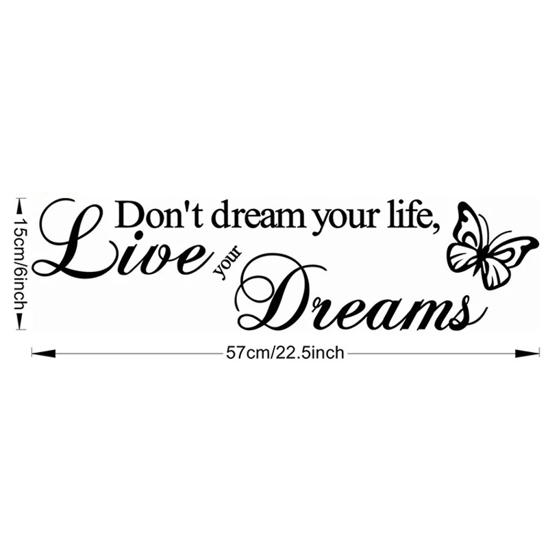 1 ШТ. 70 Г &quotЖить Своей Мечты&quot Бабочка Английских Пословиц Стены Стикеры 15*57 СМ