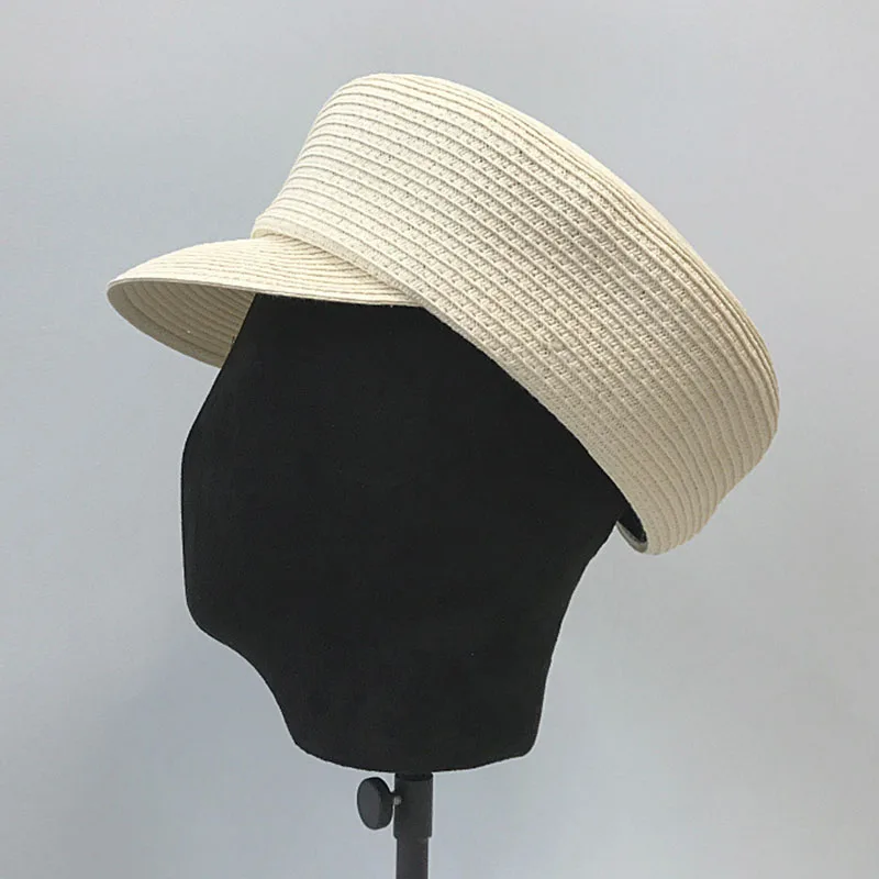 Новинка Женский соломенный берет с козырьком одноцветная обычная газетная шляпа